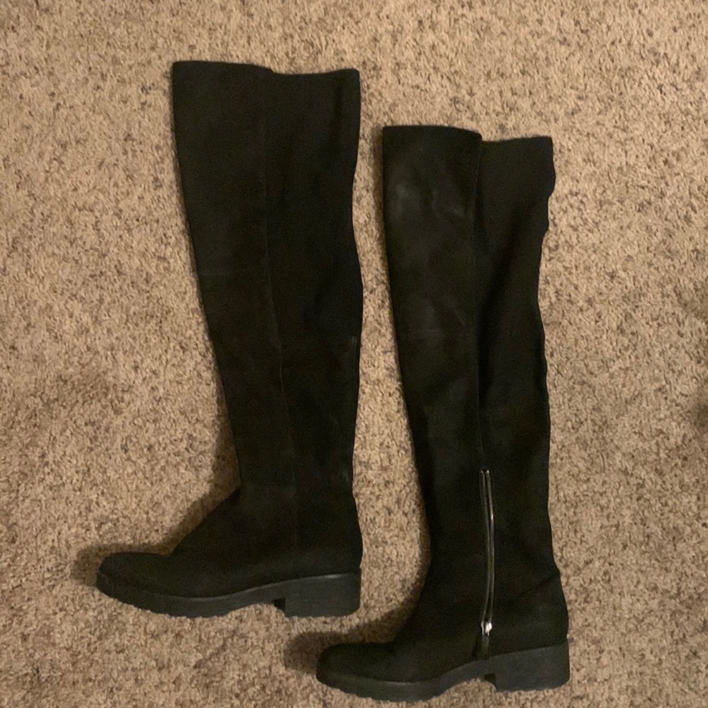 Eileen Fisher Boot Loft Over the Knee 9 black Leather paid $398 Side Zip
